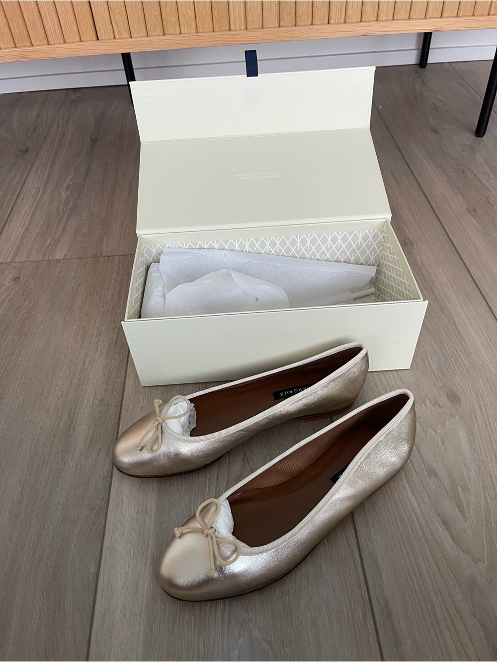 Margaux Demi Platinum Ballet Flats with Bow
